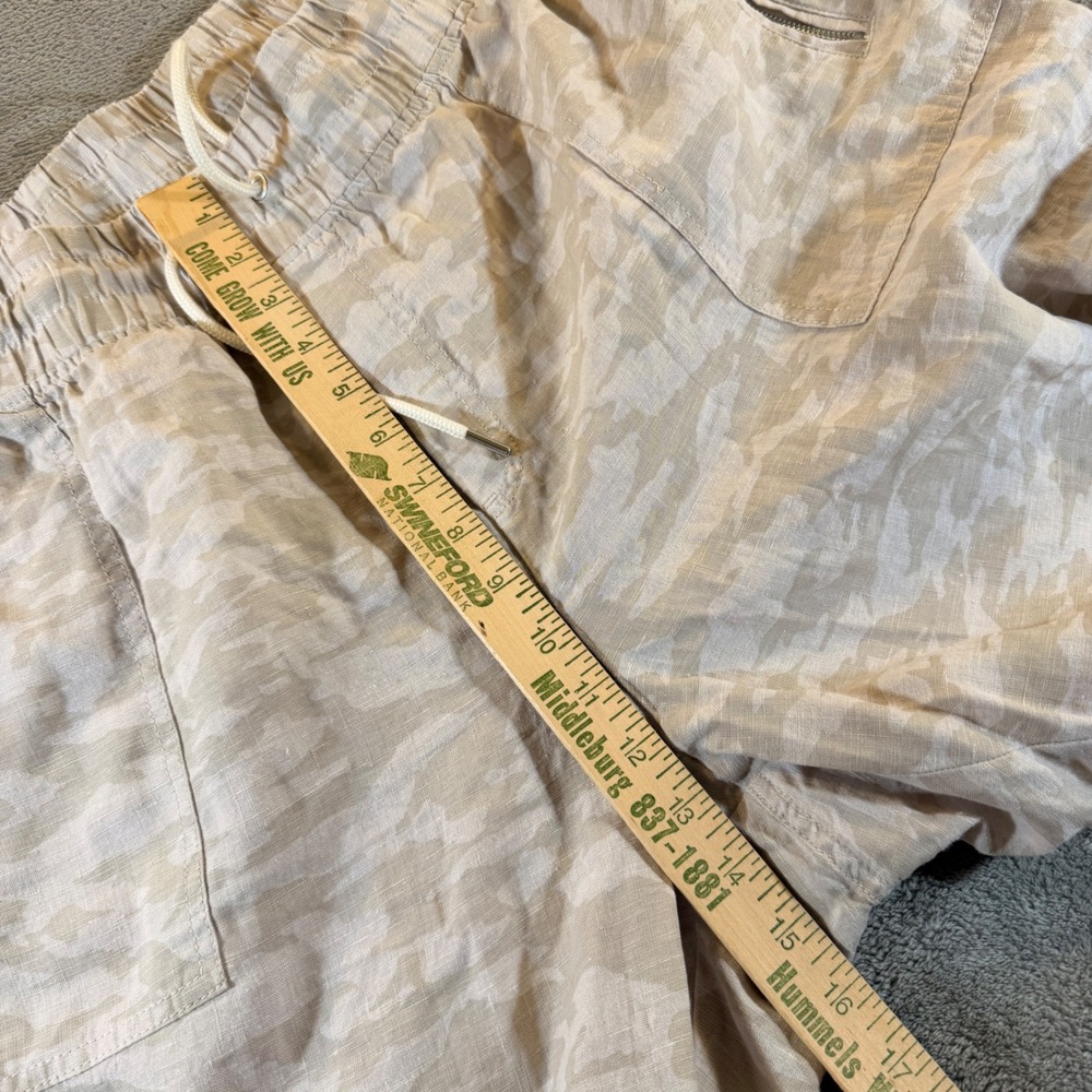 Athleta Cabo Tide Linen Jogger Women 22 Tan Camo Drawstring Elastic Waist Pants - Picture 5 of 11